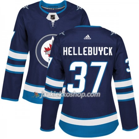 Nainen NHL Winnipeg Jets Pelipaita Connor Hellebuyck 37 Adidas 2017-2018 Marine Sininen Authentic